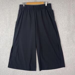 Soft Surroundings Womens XL Black Go Lively Slit Hem Cropped Wide Leg Pants